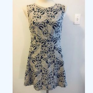 H&M white lace over black mini dress Sz 10
